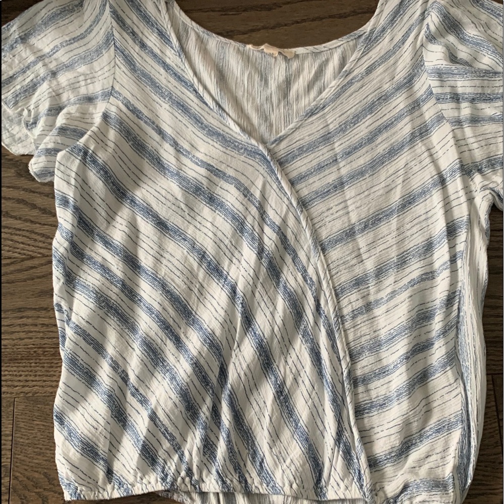 white and blue shirt